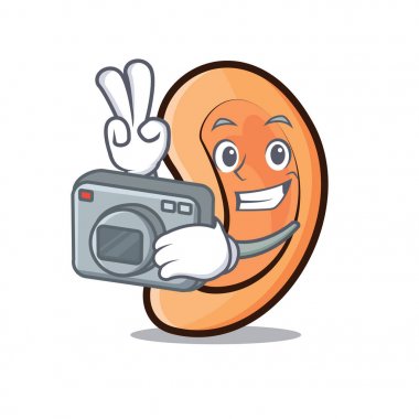 Fotoğrafçı kulak maskot karikatür tarzı