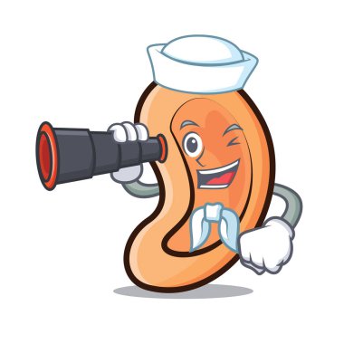 Denizci dürbün kulak maskot karikatür tarzı ile
