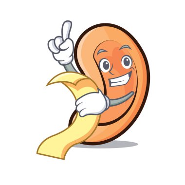 Menü ile kulak maskot karikatür tarzı