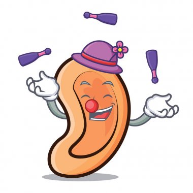 Kulak maskot karikatür tarzı hokkabazlık