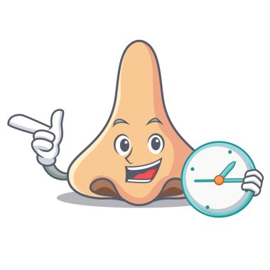 Saat burun karakter karikatür tarzı ile