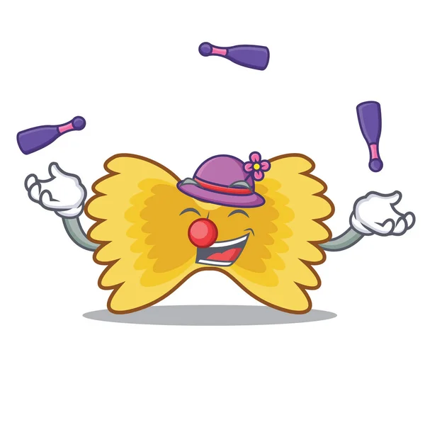 Žonglování kreslený maskot těstoviny Farfalle — Stockový vektor