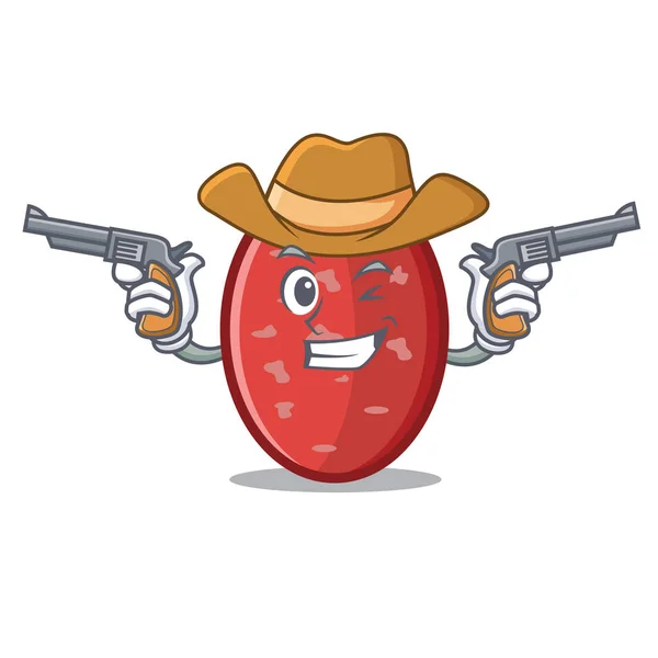 Salami vaquero carácter estilo de dibujos animados — Vector de stock