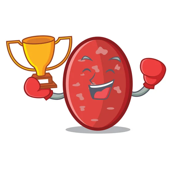 Boxing winner salami mascot cartoon style — Stock Vector