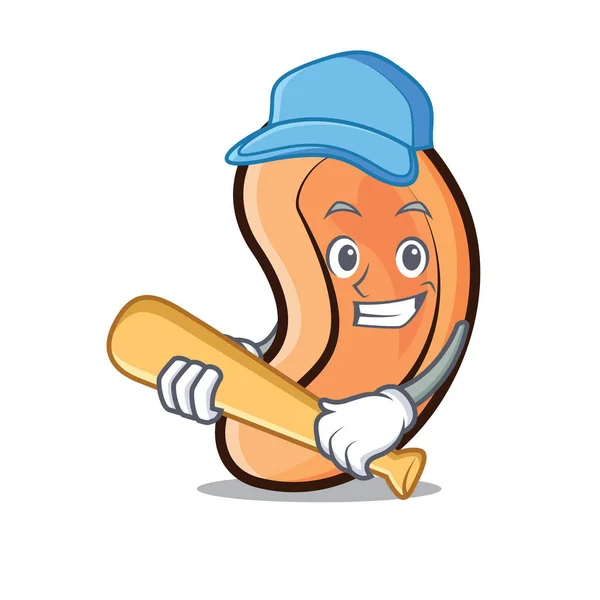 Giocare a baseball orecchio personaggio stile cartone animato — Vettoriale Stock