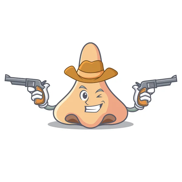 Cowboy nariz personagem desenho animado estilo — Vetor de Stock