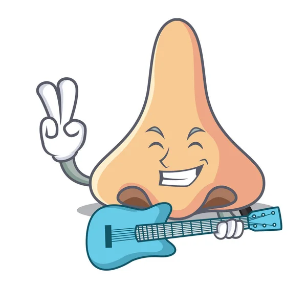 With guitar nose mascot cartoon style — Stock Vector