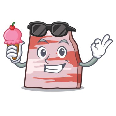 Dondurma domuz ile karakter karikatür domuz yağı