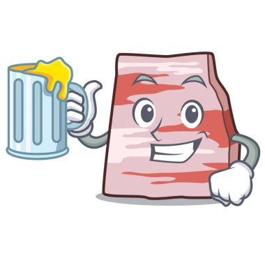 Maskot karikatür ile suyu domuz domuz yağı