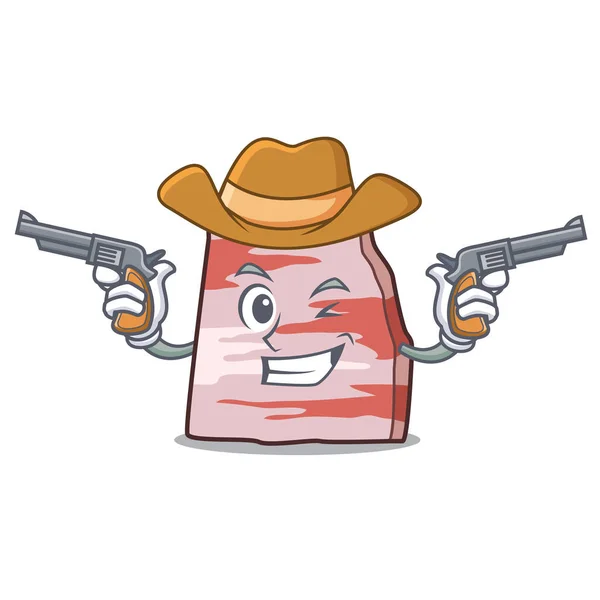 Caricatura de personaje de manteca de cerdo vaquero — Vector de stock