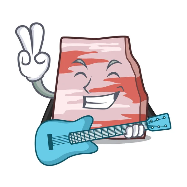 Con chitarra lardo di maiale mascotte cartone animato — Vettoriale Stock