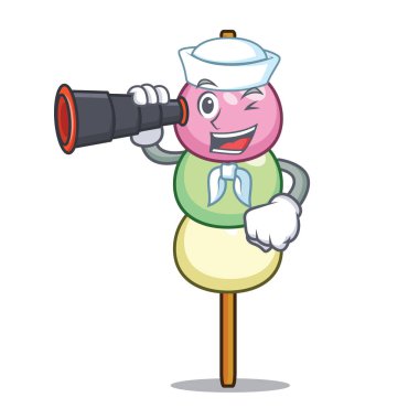 Denizci dürbün dango maskot karikatür tarzı ile