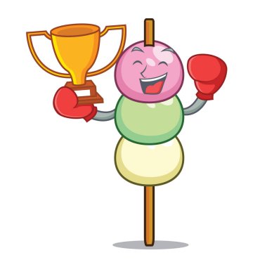 Boks şampiyonu dango maskot karikatür tarzı