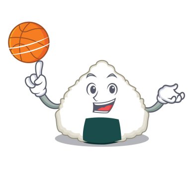 Basketbol Onigiri karakter karikatür tarzı ile