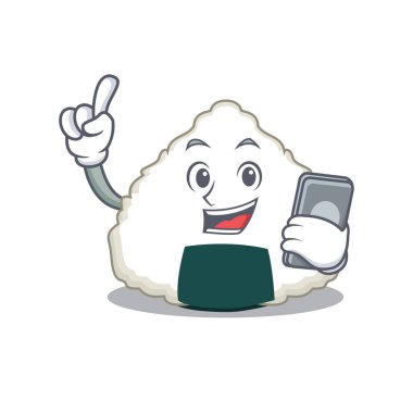 Telefon Onigiri karakter karikatür tarzı ile
