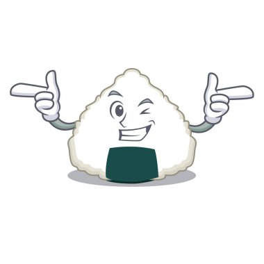 Onigiri karakter karikatür tarzı wink
