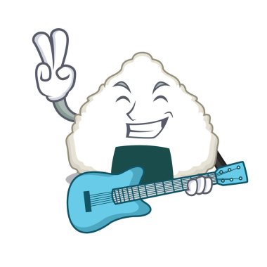 Gitar Onigiri maskot karikatür tarzı ile