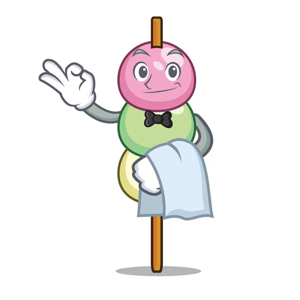 Waiter dango mascot cartoon style — Stock Vector