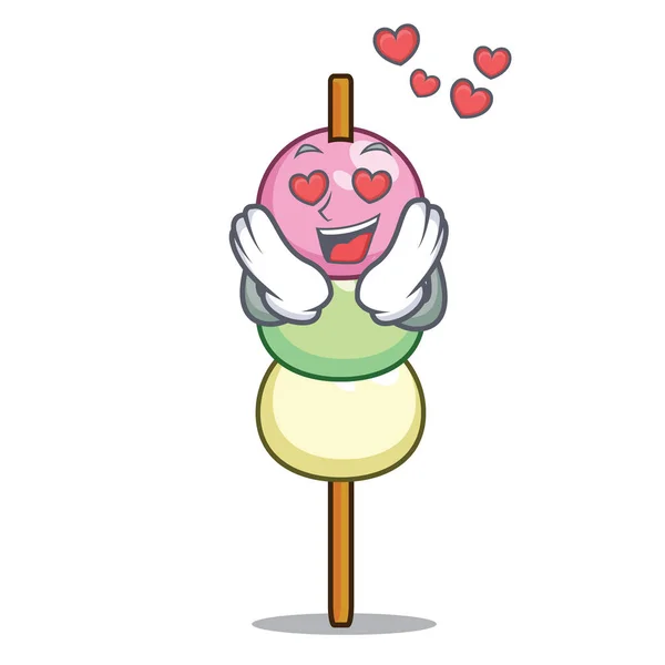 In love dango mascot cartoon style — Stock Vector