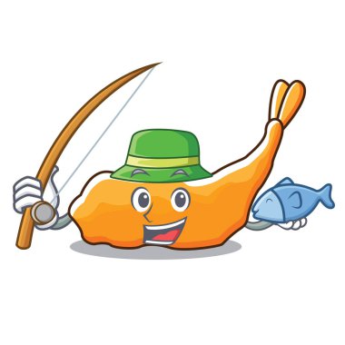 Tempura maskot karikatür tarzı Balık tutma