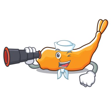 Denizci dürbün tempura maskot karikatür tarzı ile
