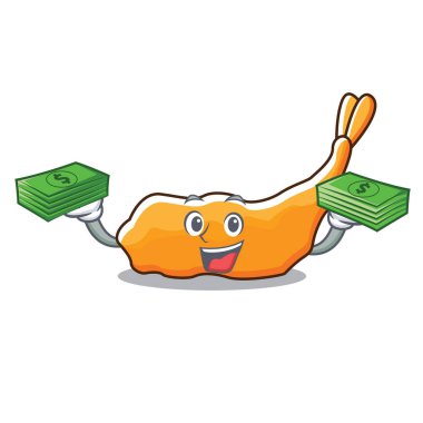 Para tempura maskot karikatür tarzı ile