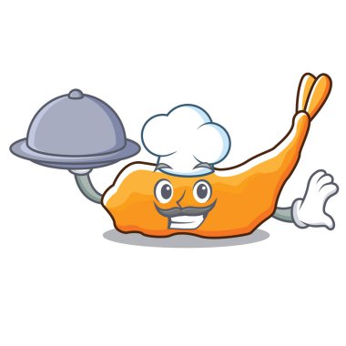 Şef gıda tempura maskot karikatür tarzı ile