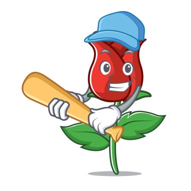 İskambil beyzbol kırmızı gül karakter karikatür