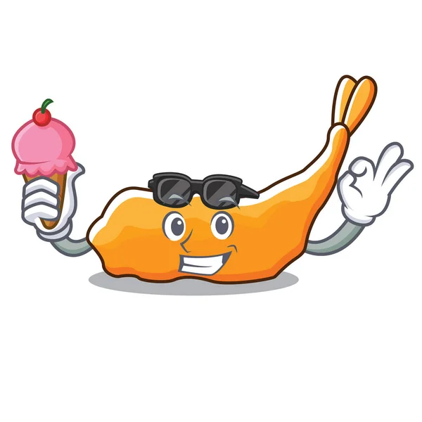 Con helado tempura carácter estilo de dibujos animados — Vector de stock