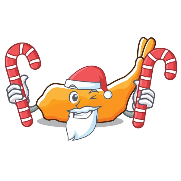 Santa avec des bonbons tempura style mascotte de dessin animé — Image vectorielle