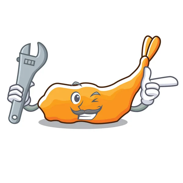 Mecánico tempura mascota estilo de dibujos animados — Vector de stock