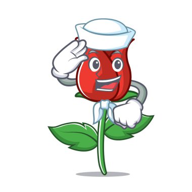 Denizci kırmızı gül karakter karikatür