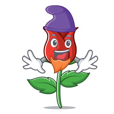 Elf kırmızı gül karakter karikatür