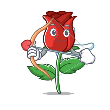 Aşk tanrısı kırmızı gül karakter karikatür