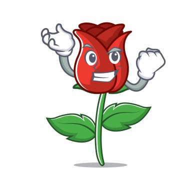 Başarılı kırmızı gül karakter karikatür