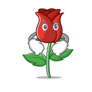 Smirking kırmızı gül karakter karikatür