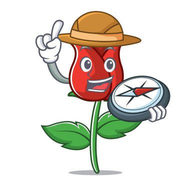 Explorer kırmızı gül maskot çizgi film