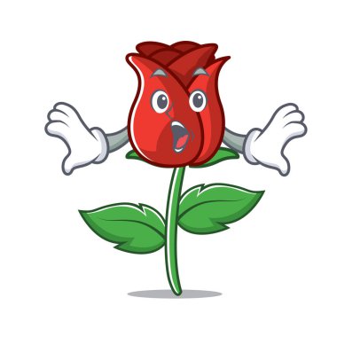 Sürpriz kırmızı gül maskot çizgi film