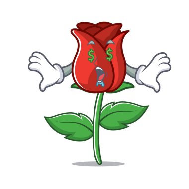 Para göz kırmızı gül maskot çizgi film