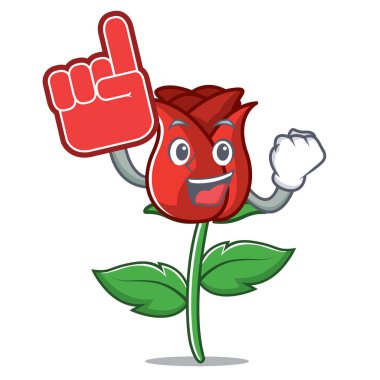 Köpük parmak kırmızı gül maskot çizgi film