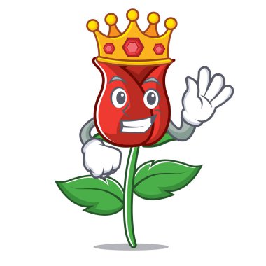 Kral kırmızı gül maskot çizgi film