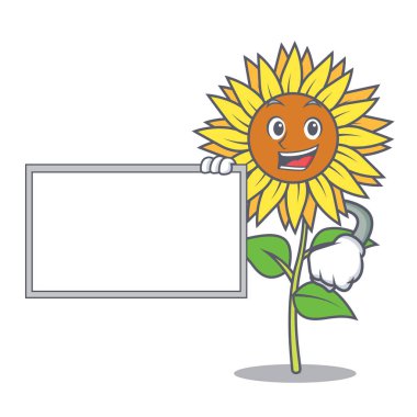 Kurulu ayçiçeği karakter karikatür tarzı ile