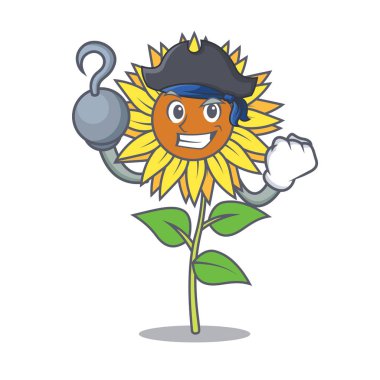 Korsan ayçiçeği karakter karikatür tarzı