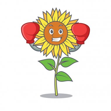 Boks ayçiçeği karakter karikatür tarzı