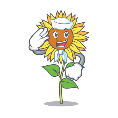 Denizci ayçiçeği karakter karikatür tarzı