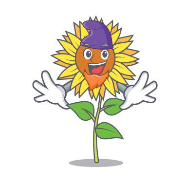 Elf ayçiçeği karakter karikatür tarzı