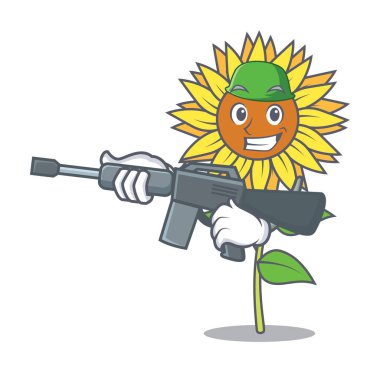 Ordu ayçiçeği karakter karikatür tarzı