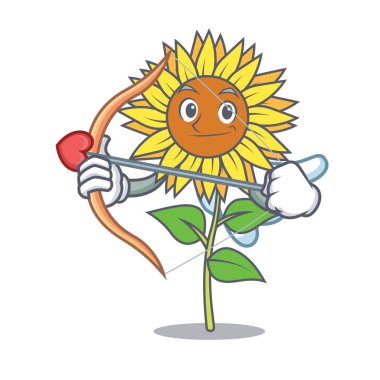 Aşk tanrısı ayçiçeği karakter karikatür tarzı