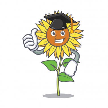 Mezuniyet ayçiçeği karakter karikatür tarzı