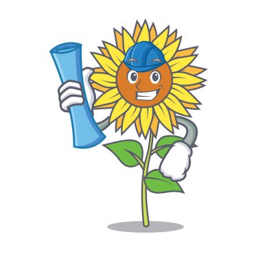 Mimar ayçiçeği karakter karikatür tarzı